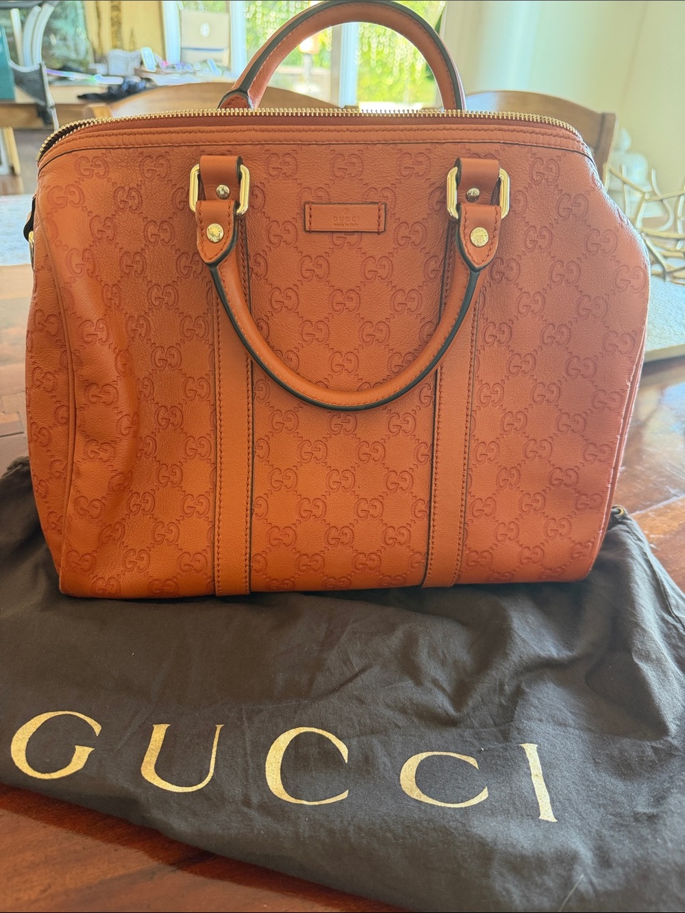🔥Authentic MINT🔥 Gucci Burnt Orange Monogram Top-Handle Joy Boston handbag